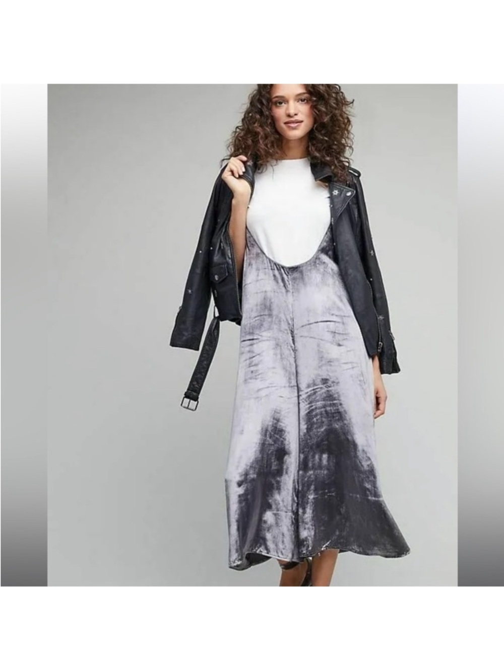 Maeve Silver-Gray Velvet Slip Dress